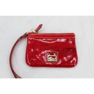 Dooney & Bourke Red Patent Leather Wristlet Coin Pouch Zip Wallet Clutch